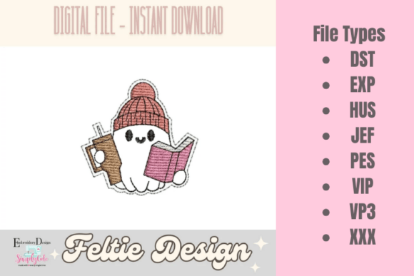 Beanie Cute Ghost ITH Feltie Design