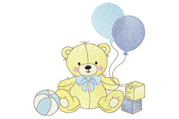 Birthday Bear Doll Embroidery Design
