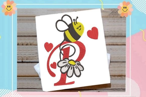 Cute Bee P Letter Monogram