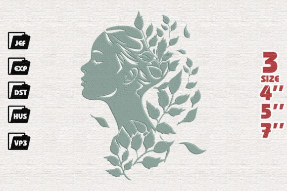 Woman with Leaves: A Thoughtful Embroidery Design for Meaningful Gifts